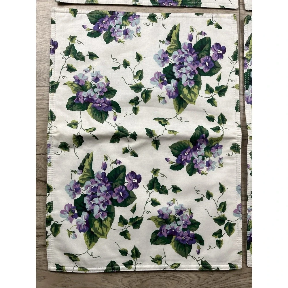 Waverly Garden Room Sweet Violets Floral Placemats Set of 4 Cotton Green Ivy